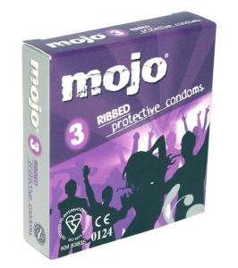 Mojo Ribbed 3 Pack Condoms 