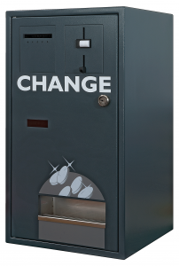 Compact Max Wall Mounted Change Machine (Banknote and Coin to Coin) - IV Supply Includes Upgraded NV9 Note Reader (Not Pyramid As Shown) 